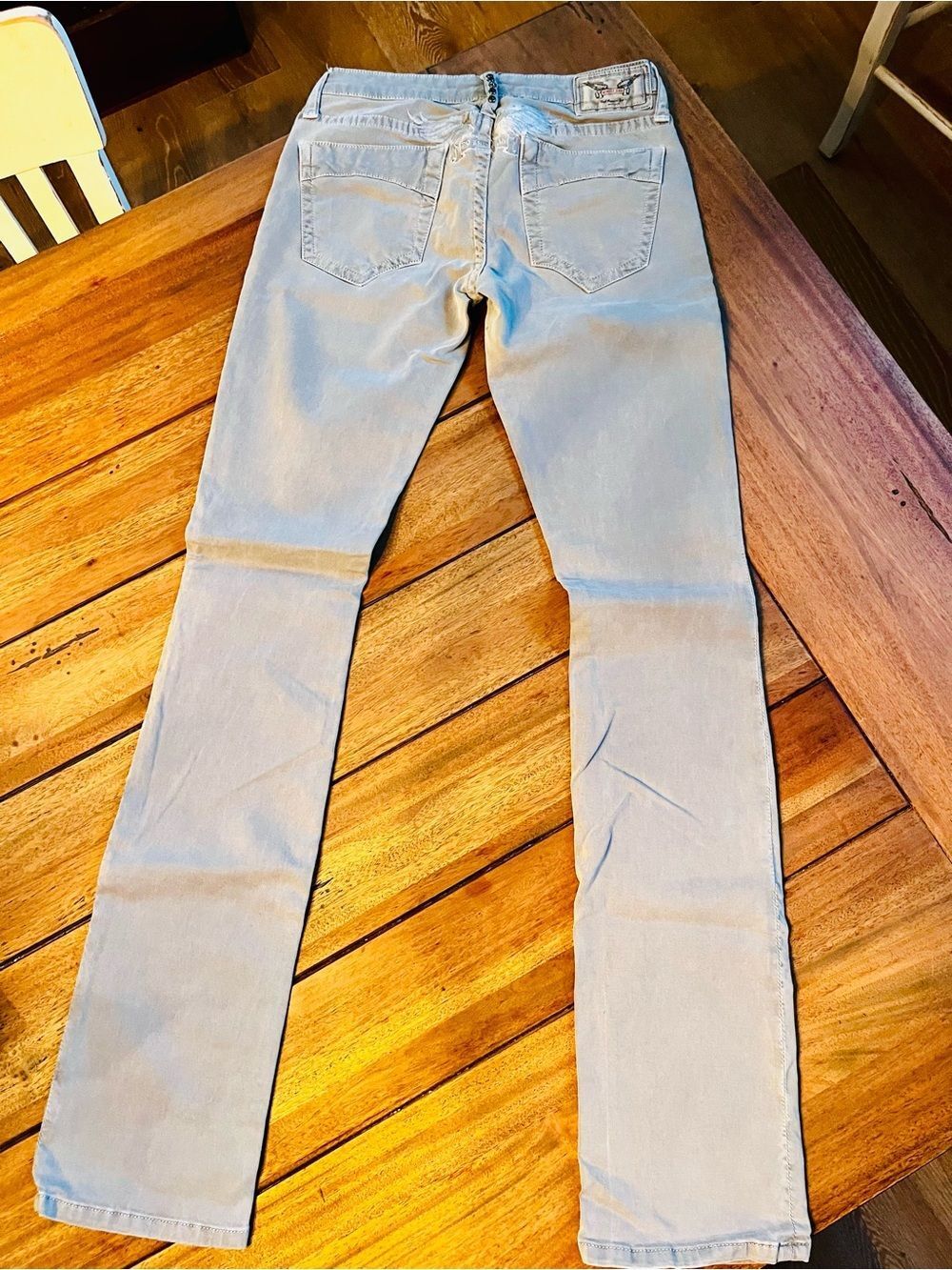ROBIN’s Jean; Marilyn RARE Light Wash Straight Leg Jeans - Sage-Light Green Tone